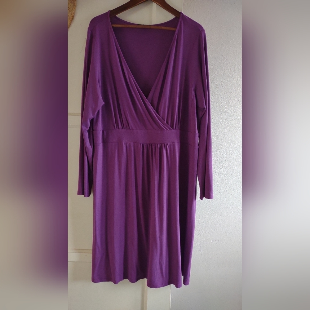 Eileen Fisher Purple Midi Wrap-Style Dress